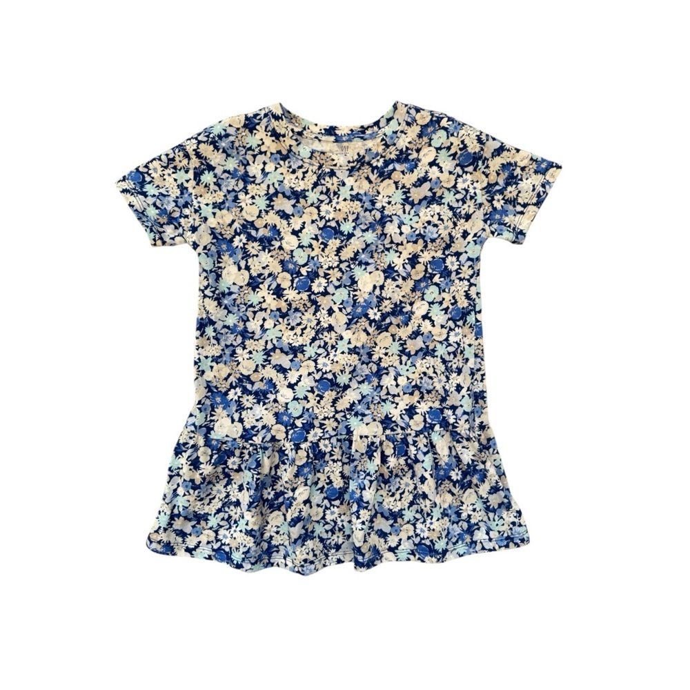 GAP Floral Blue and White Dress 4-5 NWOT